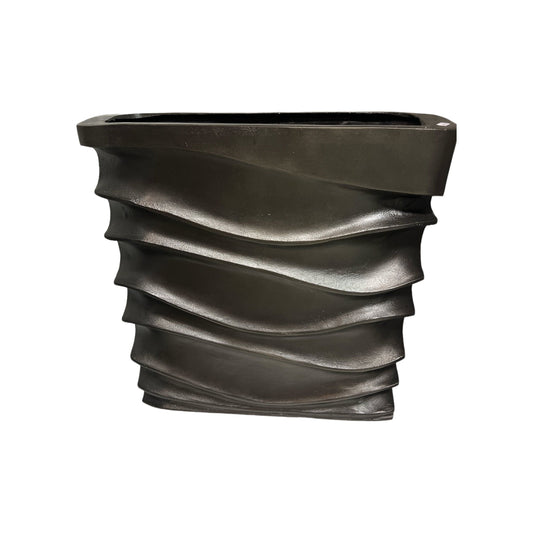 Moderne Vase aus vernickeltem Aluminium in Anthrazit (51,5cm x 50,5cm x 14cm)