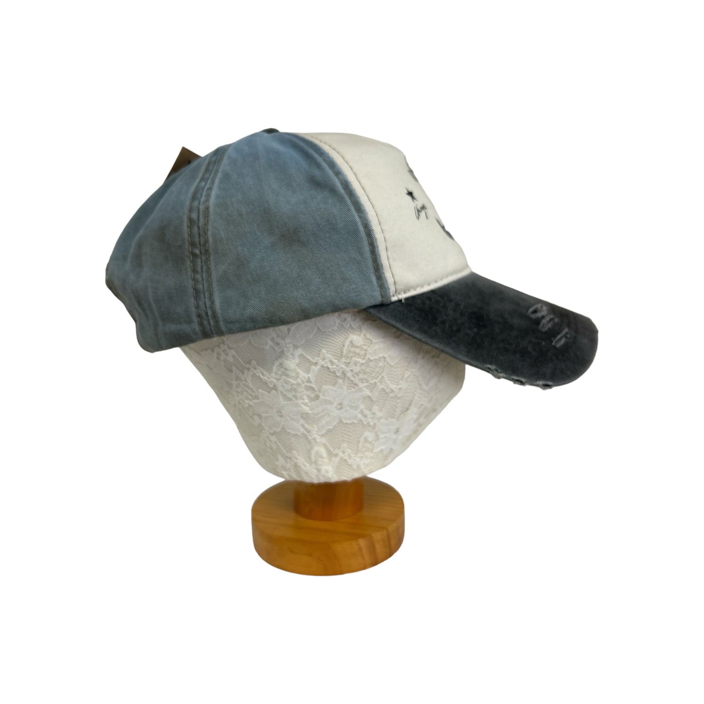 Unisex Baseball Cap: Jeans Look/Distressed mit Anker