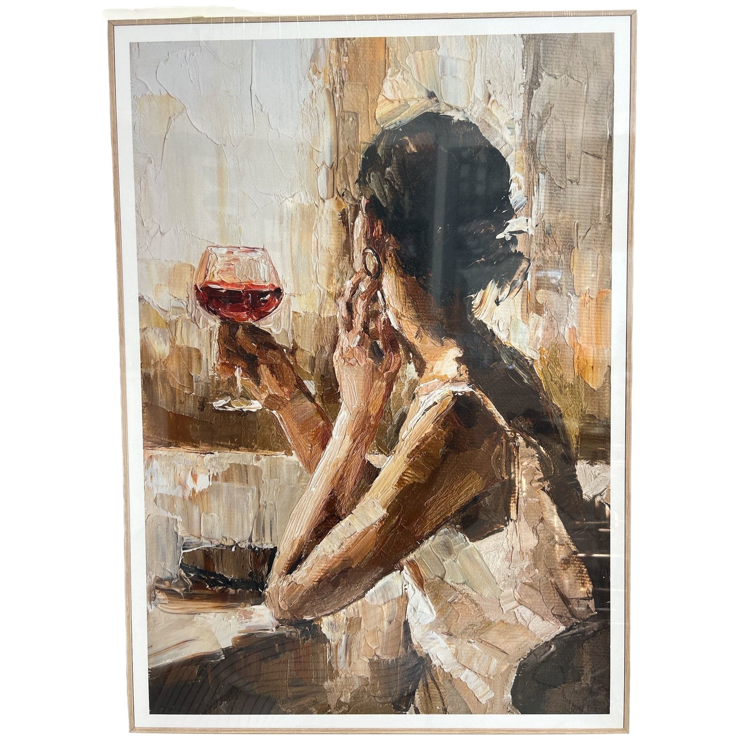 Wandbild Frau mit Glas Wein